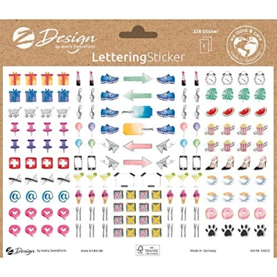 Abbildung von AVERY Zweckform Dekosticker 328 Aufkleber Icons Zeichen Symbole (Sticker auf A5 Bogen, für Bullet Journal, Tagebuch, Familienkalender, Scrapbooking, Organisation, Geschenke, mit Silbereffekt) 54543