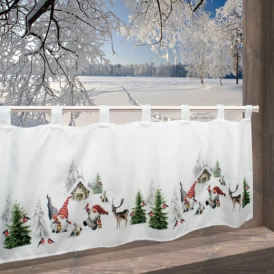 Abbildung von Delindo Lifestyle Scheibengardine &quot;Winterstimmung&quot;, (1 St.), mit Schlaufenaufhängung, für die Küche