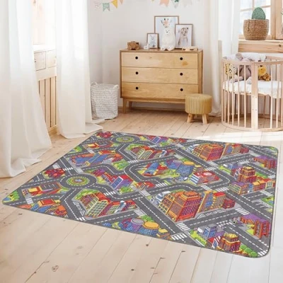 Abbildung von Primaflor Ideen in Textil Kinderteppich &quot;BIG CITY&quot;, rechteckig, Straßen Spiel Teppich, Straßenbreite ca. 9 cm, Kinderzimmer