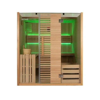 Abbildung von HOME DELUXE Sauna Traditionelle OMAHA, BxTxH: 180 x 150 200 cm, für bis zu 4 Personen, inkl. 7,5 kW Saunaofen, hochwertiges Tannenholz