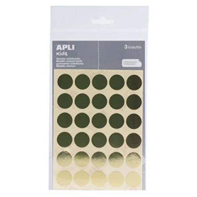 Abbildung von APLI Kids 11808 Beutel mit runden Aufklebern, 20 mm, goldfarben, 3 Bögen