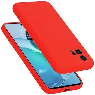 Abbildung von Cadorabo Hülle kompatibel mit Motorola Moto G72 Silikon Handyhülle für Case aus flüssigem Silikon, Kratzfeste und stoßfeste Schutzhülle Liquid ROT