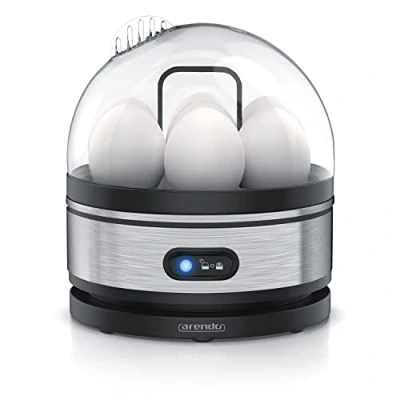 Abbildung von Arendo Sevencook Eierkocher 400 W Edelstahl Design 1 7 Eier Egg Cooker EIN/AUS Schalter 3 Härtegrade wählbar Warmhaltefunktion Signalton BPA frei silber