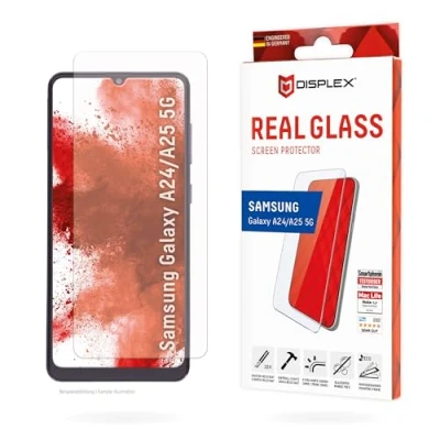 Abbildung von Samsung Galaxy A25 Panzerglas Displex Real Glass 2D Bildschirmschutzfolie für das
