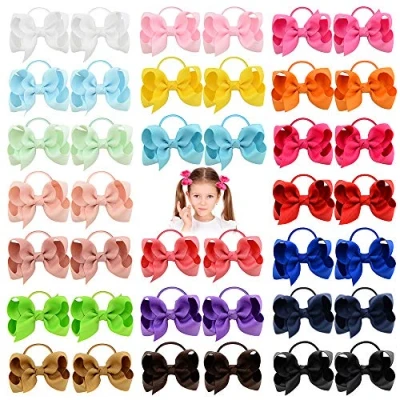 Abbildung von 40 stücke 3 Zoll Baby Mädchen Haarbögen Haargummis Elastisches Stirnband Pferdeschwanz Halter Haarband Haarschmuck für Kinder Kleinkinder