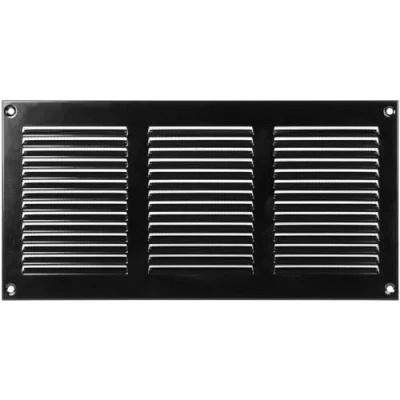 Abbildung von 30 x 15 cm schwarze Lüftungsschlitzabdeckung hochwertige Stahlrücklauf Luftgitter für Decke und Seitenwand HVAC mit Insektenschutz (300 150 mm, schwarz)