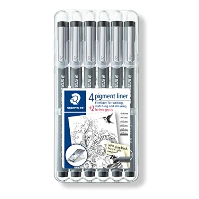 Abbildung von Staedtler Pigment liner Fineliner Box 6 st. (4+2) 308 SB6P