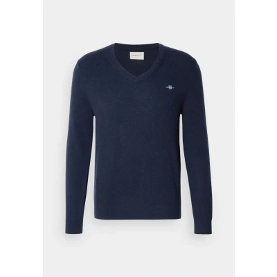 Abbildung von GANT Herren Extrafine Lambswool V Neck Pullover, Marine, M