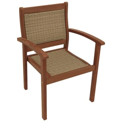 Abbildung von DEGAMO Stapelsessel Gartensessel Varadero, Eukalyptus braun geölt + Polyrattan naturfarben, stapelbar, Outdoor