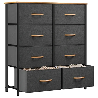 Abbildung von YITAHOME kommode mit Schubladen, Schrank 8 Schubladen aus Stoff, Aufbewahrungskommode Industrial Stil für Schlafzimmer, Wohnzimmer, Kinderzimmer, Flur, Dunkelgrau Aufbewahrungsschrank