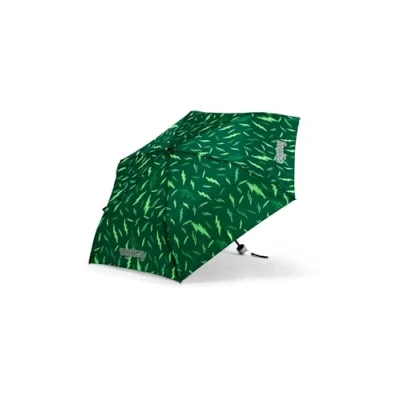 Abbildung von ergobag Regenschirm Kinderschirm für die Schultasche, ultraleicht und klein mit Tasche, reflektierend windfest Bärtastisch Grün