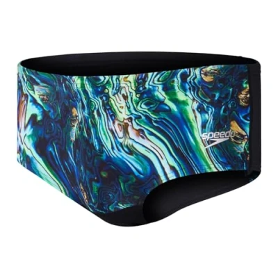 Abbildung von Speedo Herren 14cm Placement Digital Brief Schwarz/Cobalt Pop/Green Glow