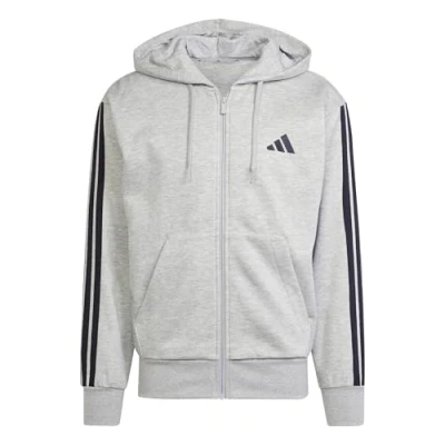 Abbildung von adidas Sportswear Essential Three Stripes Sweatjacke, Herren, Größe: XXL, Medium grey heather/black