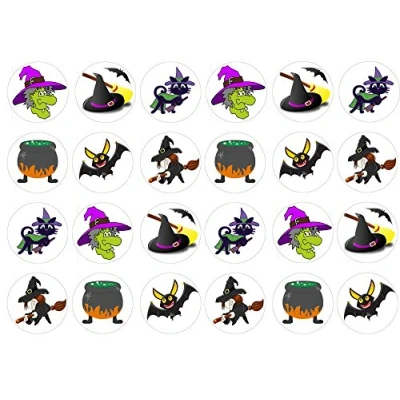 Abbildung von 24 Wunderschöne essbare Kuchendekorationen: Hexen / Edible Decorations: Witches
