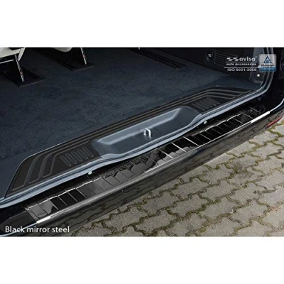 Abbildung von Spiegelschwarz Edelstahl Heckstoßstangenschutz kompatibel mit Mercedes Vito / V Klasse 2014 2019 &amp; Facelift &#039;Ribs&#039;
