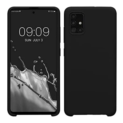 Abbildung von kwmobile Hülle kompatibel mit Samsung Galaxy A51 Silikon Handy Case Handyhülle weiche Oberfläche kabelloses Laden Schwarz