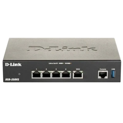 Abbildung von D Link DSR 250V2 Unified Services VPN Router (Gigabit Multi WAN, Failover, Load Balancing, IPSec/PPTP/L2TP/OpenVPN, Dynamic Web Content Filtering, Application Control, Captive Portal)
