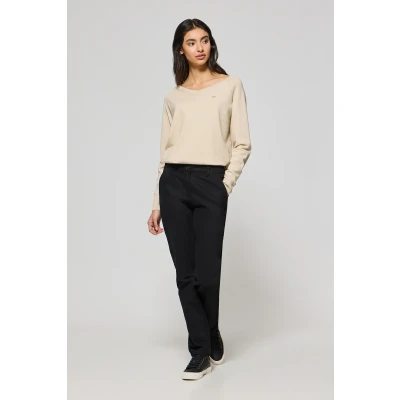 Abbildung von Polo Club Damen Chinohose May Schwarz Mit Minimalistischer Stickerei Auf Der Tasche 38