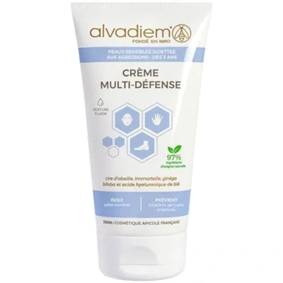 Abbildung von ALVADIEM Multi Defense Creme mit Bienenwachs reaktive Haut Barrierepflege hergestellt in FR