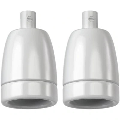 Abbildung von ledscom.de 2 Stück E27 Fassung, Porzellan, weiß, 230V AC, max. 300W