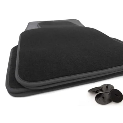 Abbildung von Fußmatten für 3er BMW F30 F31 M3 F80 Velours Automatten Matten Original Qualität 4 teilig Schwarz inkl. Klett Befestigung