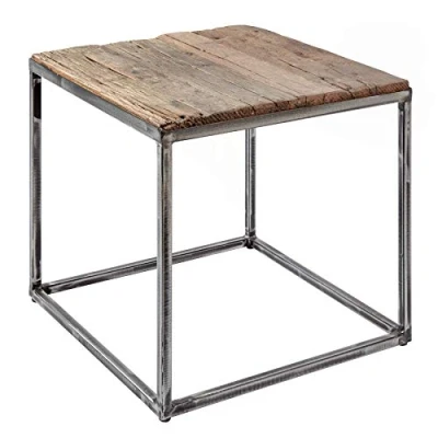 Abbildung von riess ambiente Beistelltisch BARRACUDA 40cm natur / schwarz, silbergrau (Einzelartikel, 1 St), Wohnzimmer · recyceltes Massivholz geflextes Metall Industrial