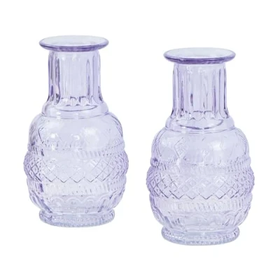 Abbildung von Levandeo® Dekovase, 2er Set Vase Violett Transparent Glas Lila Dekovase Blumenvase