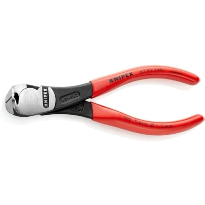 Abbildung von KNIPEX Kraft Vornschneider mit Kunststoff überzogen schwarz atramentiert 140 mm 67 01
