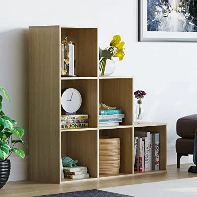 Abbildung von Vida Designs Durham Treppenregal Bücherregal Regale Aufbewahrung Organizer Wohnzimmer Möbel (6 Würfel, Eiche)