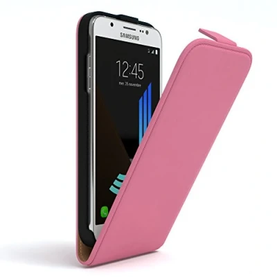 Abbildung von EAZY Case Hülle kompatibel mit Samsung Galaxy J5 (2016) Flip Cover zum Aufklappen, Handyhülle aufklappbar, Schutzhülle, Flipcover, Flipcase, Flipstyle vertikal klappbar, Kunstleder, Rosa