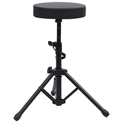 Abbildung von vidaXL Drumhocker Höhenverstellbar Drummersitz Schlagzeugsitz Schlagzeughocker Throne Drumsitz Schlagzeug Hocker Sitz Schwarz Rund