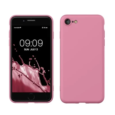 Abbildung von kwmobile Hülle kompatibel mit Apple iPhone SE (2022) / (2020) 8 7 gummierte TPU Silikon Handyhülle Schutzhülle für kabelloses Laden Case in Sweet Candy