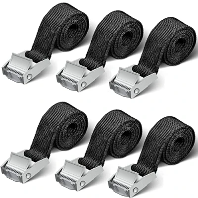 Abbildung von Spanngurte Kurz 6 Stück 250kg 1m,2m Spanngurt Schwarz Zurrgurte Motorrad Zurrgurt für Fahrradträger Extrem robuste (1m * 6Pcs)