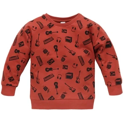 Abbildung von Pinokio Sweatshirt Lets Rock, rot Musikmuster, Jungen 62 122 (62)