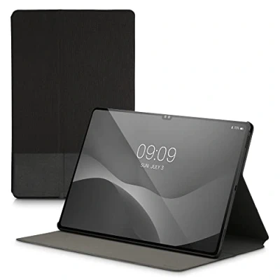 Abbildung von kwmobile Schutzhülle kompatibel mit Samsung Galaxy Tab S8 Ultra / S9 Hülle Slim Tablet Cover Case Ständer Anthrazit Schwarz