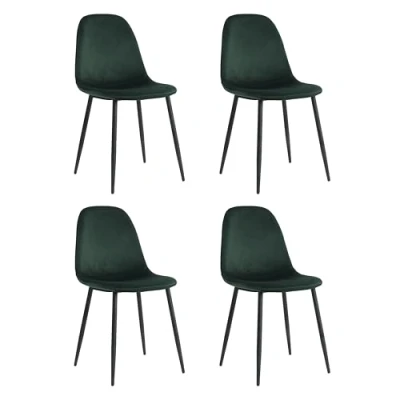 Abbildung von Mevsim Store Esszimmerstühle 4er Set Grün 100% Samt Luxuriöse Samtbezug Elegantes Design Komfortabler Wohnzimmersessel Edelstahl Küchenstuhl