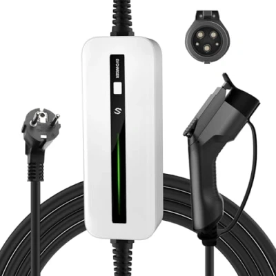 Abbildung von Morec Typ1 Tragbares EV Ladekabel US Standard Schaltbare Ladebox 10/16A Schuko 2 polig Ladegerät SAE J1772 Elektroauto EVSE (Euro Stecker) 2,2/3,6kw, 6m/20ft