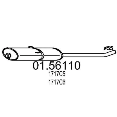 Abbildung von MTS 01.56110 Mittelschalldämpfer 1470 PEUGEOT: 806, Expert I Kastenwagen, I, CITROËN: Jumpy MPV, Evasion, FIAT: Ulysse