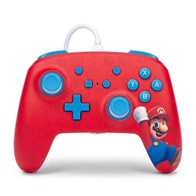 Abbildung von Verbesserter Kabelgebundener PowerA Controller für Nintendo Switch Hurra! Mario, Gamepad, Game Controller, Offiziell Lizenziert