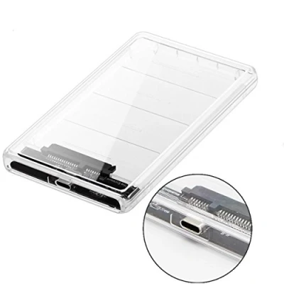 Abbildung von Cablecc USB C Typ auf 2,5 Zoll SATA SSD HDD externes Gehäuse transparent für Laptop &amp; PC