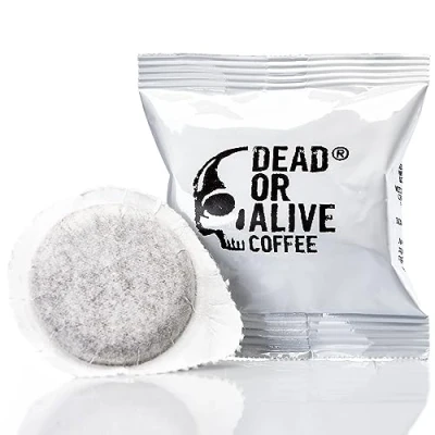 Abbildung von DEAD OR ALIVE Coffee ESE Pads Starke Espresso E.S.E. System kompatibel Pods (ESE Pads, 50 Stk.)