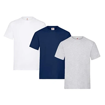 Abbildung von Fruit of the Loom Herren Heavy T Shirt 3er Pack, 1 x Weiß, Grau, Marineblau und HL Kauf Notizblock, M