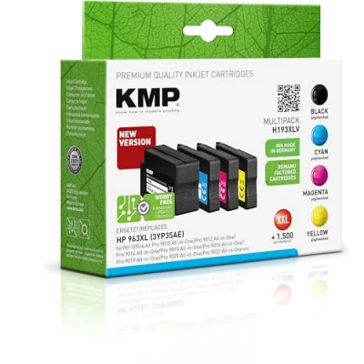 Abbildung von KMP Druckerpatronen H193XLV schwarz, cyan, magenta, gelb kompatibel zu HP 963XL (3YP35AE), 4er Set
