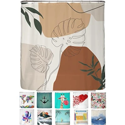 Abbildung von arteneur® Boho Anti Schimmel Duschvorhang 180 x 200 cm Recycelt mit Öko Tex Standard 100 Beschwerter Saum, Blickdicht, Wasserdicht, Waschbar, 12 Ringe &amp; E Book