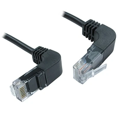 Abbildung von CAT5e Kupfer RJ45 Rechts Abgewinkelt Zum Stecker Ethernet Netzwerk Kabel 3 m [3 Meter/3m]