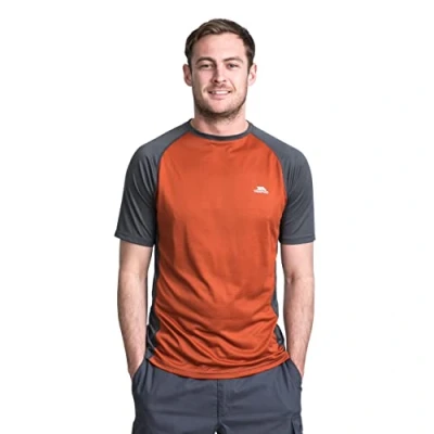 Abbildung von Trespass Herren Schnelltrocknendes Antibakterielles T shirt Talca, Burnt Orange Carbon, XS, MATOTSN10005_BOOXS