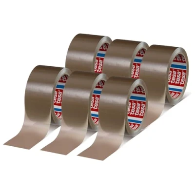 Abbildung von tesapack 4280 PP Paketband im 6er Pack Universal Klebeband zum Verpacken von Paketen und Kartons braun 6 Rollen je 66 m x 50 mm