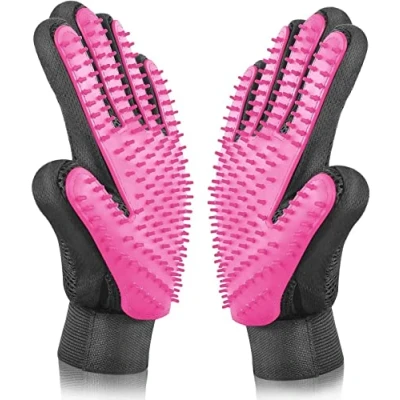 Abbildung von BYETOO Premium Fellpflege Handschuh Katze Hund,3.0 Version Katzenhandschuh für Kurzhaar und Langhaar,Haustier Fellpflegehandschuh,Haustier Bürsten Handschuh,Katzen Zubehör,EIN Paar,Schwarz