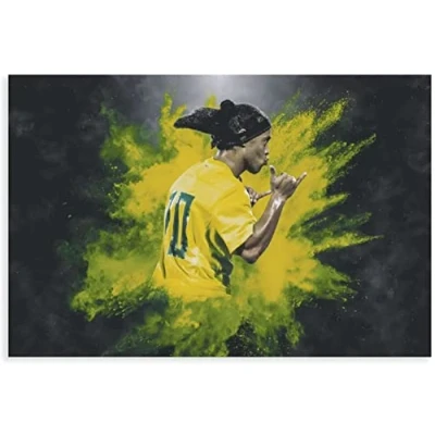 Abbildung von LBMED Leinwand Malerei Bild Internationaler Fußballspieler Ronaldinho (18) für Raumdekoration Poster Wandkunst Bilder Und Drucke 15.7&quot;x23.6&quot;(40x60cm) Kein Rahmen