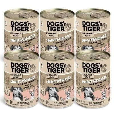 Abbildung von Adult Hundefutter, Sonntagsjäger, Hunde Nassfutter, Wild, Geflügel, Birne, Hirse &amp; Karotte, 6x 400g 6x400g